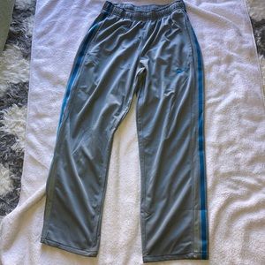 Nike Gray and Blue Sweat Pants Stripe Spellout